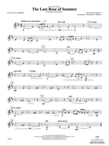 The Last Rose of Summer (from the Irish Suite): E-flat Alto Clarinet