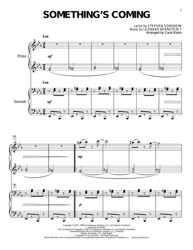 Something's Coming (from West Side Story) (arr. Carol Klose)