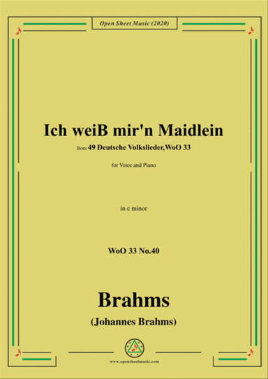 Brahms-Ich weiss mir'n Maidlein hübsch und fein,WoO 33 No.40,in c minor,for Voice&Pno