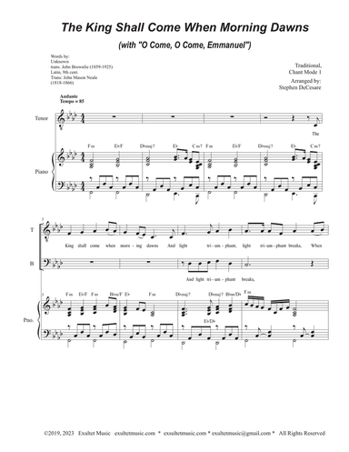The King Shall Come When Morning Dawns (with "O Come, O Come, Emmanuel") (2-part choir - (TB)