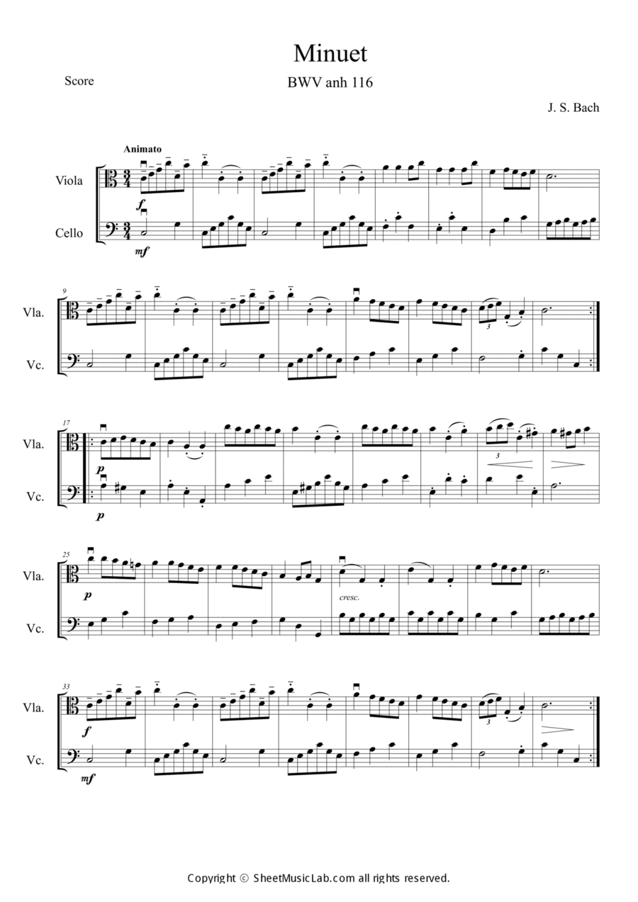 Minuet BWV anh 116 in C