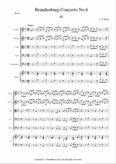 Brandenburg Concerto No. 6 in B flat major, BWV 1051 Mov.3 Allegro
