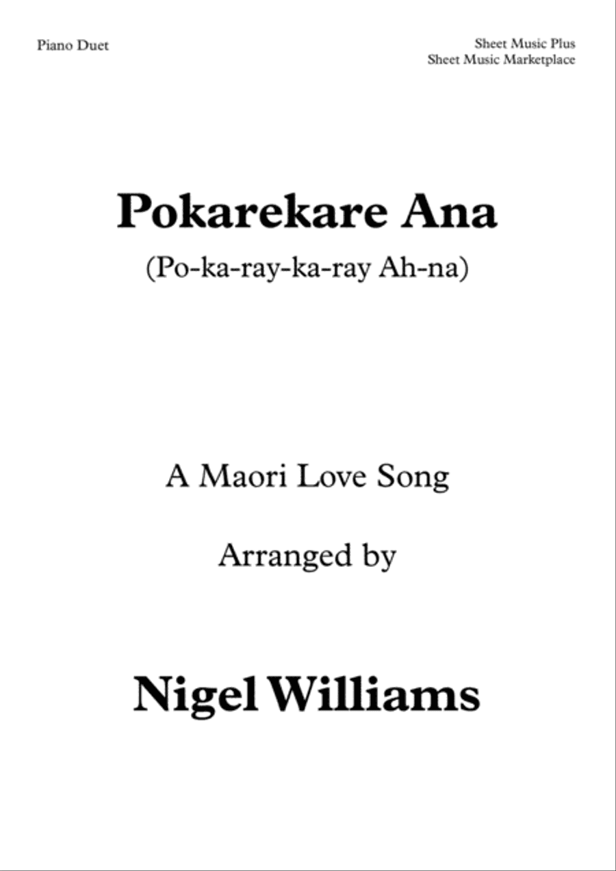Pokarekare Ana (A Maori Love Song), for Piano Duet
