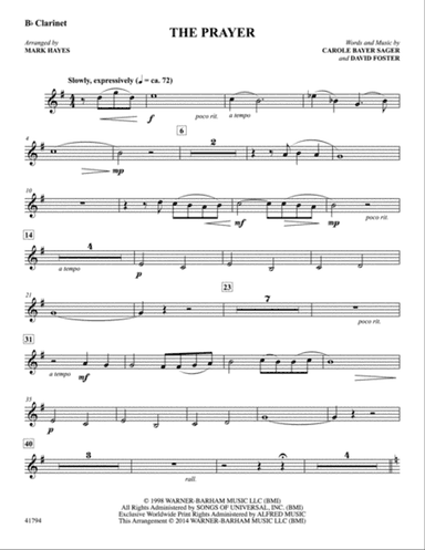 The Prayer: Clarinet