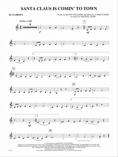 Santa Claus Is Comin' to Town: 1st B-flat Clarinet