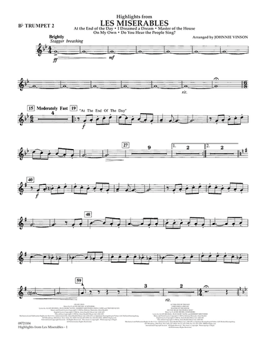 Highlights from Les Misérables (arr. Johnnie Vinson) - Bb Trumpet 2