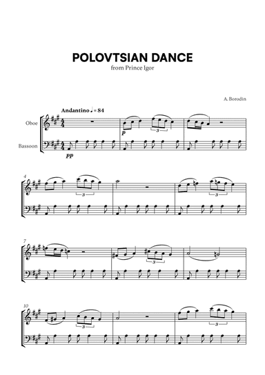 Polovtsian Dance (from Prince Igor) (for Oboe and Bassoon)