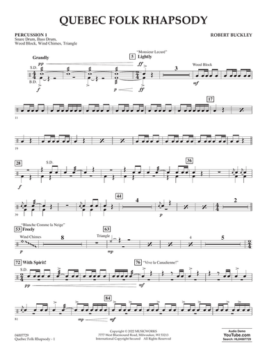 Quebec Folk Rhapsody - Percussion 1