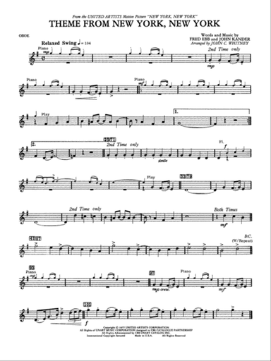 New York, New York, Theme from: Oboe
