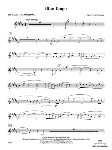 Blue Tango: 2nd E-flat Alto Saxophone