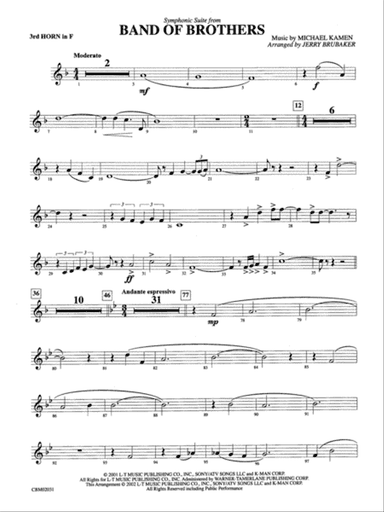 Band of Brothers, Symphonic Suite from: 3rd F Horn