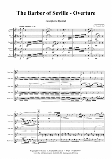 The Barber of Seville - Overture - Saxophone Quintet
