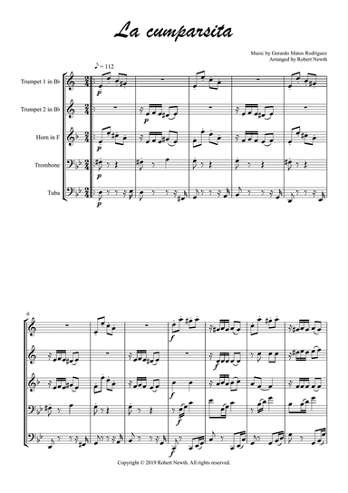 La cumparsita (for Brass Quintet)