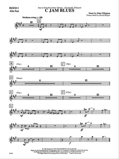 C Jam Blues: E-flat Alto Saxophone