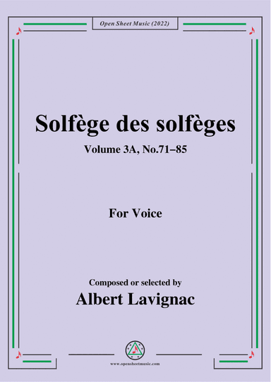 Lavignac-Solfege des solfeges,Volum 3A No.71-85,for Voice