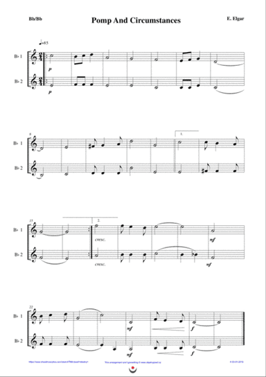 Pomp and Circumstances (easy brass duet Nb. 4 - Bb/Bb)