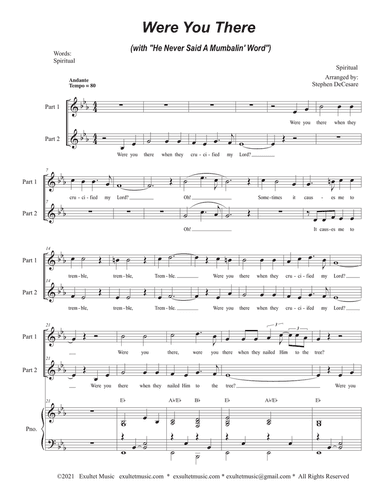 Were You There (with "He Never Said A Mumbalin' Word") (2-part choir)