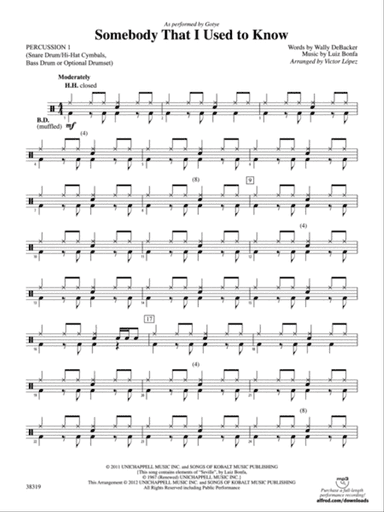 Somebody That I Used to Know: 1st Percussion
