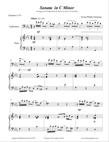 Telemann: Sonata in C Minor for Euphonium & Piano