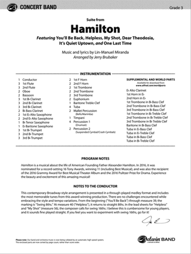 Hamilton, Suite from: Score