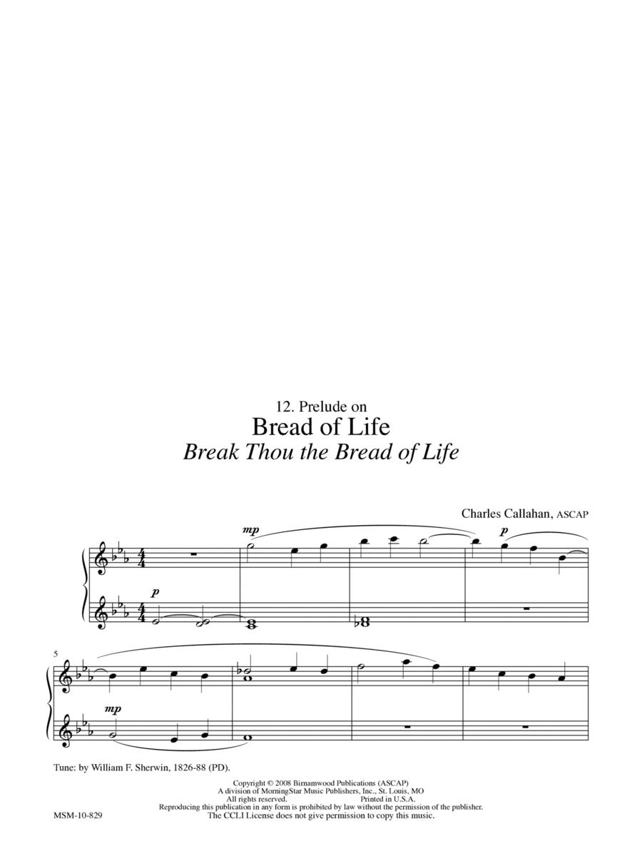 Prelude on Bread of Life (Break Thou the Bread of Life)