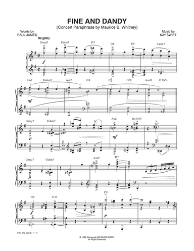 Fine And Dandy (Concert Paraphrase by Maurice B. Whitney) (from the musical Fine and Dandy)