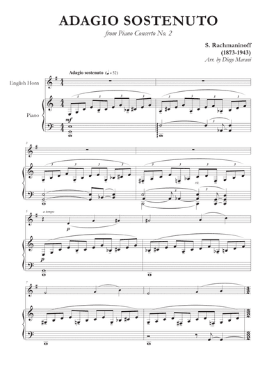 Adagio Sostenuto from "Piano Concerto No. 2" for English Horn and Piano