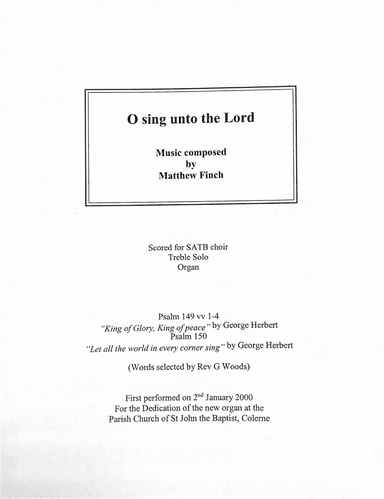 O sing unto the Lord a new song