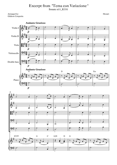 Excerpt from sonate k331 - "Tema con Variazione"