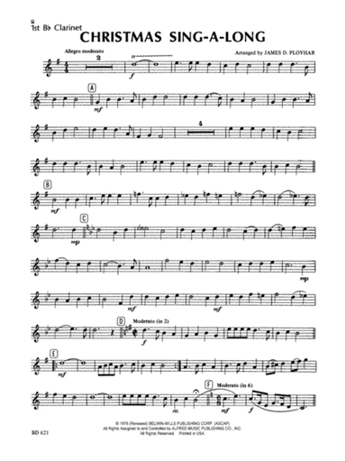 Christmas Sing-a-Long (for Band with Audience Participation): 1st B-flat Clarinet