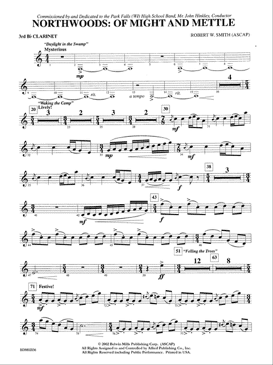 Northwoods: Of Might and Mettle: 3rd B-flat Clarinet