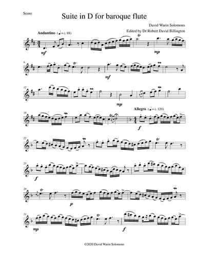 Suite in D for Baroque Flute