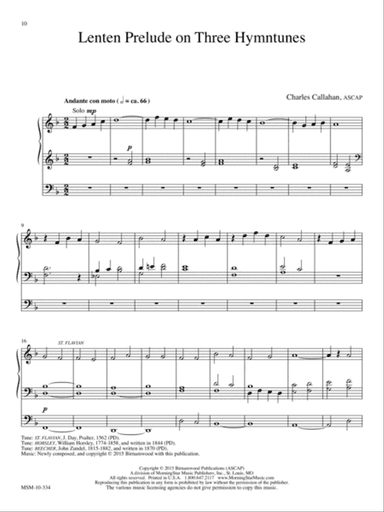 Lenten Prelude on Three Hymntunes (Downloadable)
