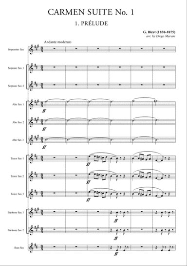Carmen Suite No. 1 (Part One) for Saxophone Ensemble