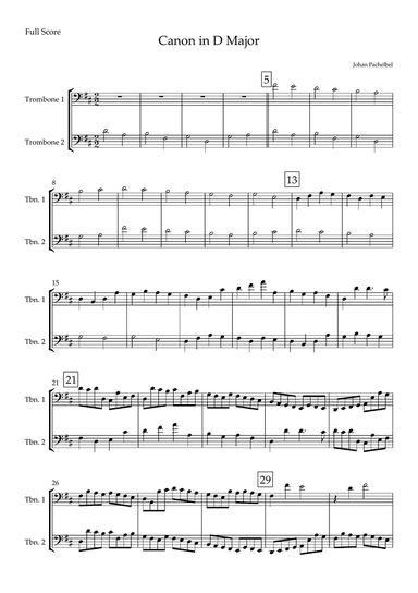 Canon in D Major (Johann Pachelbel) for Trombone Duo