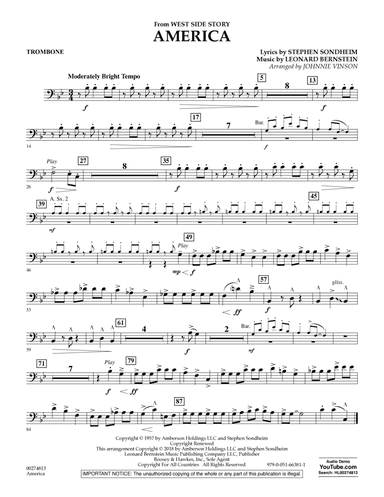 America (from West Side Story) (arr. Vinson) - Trombone