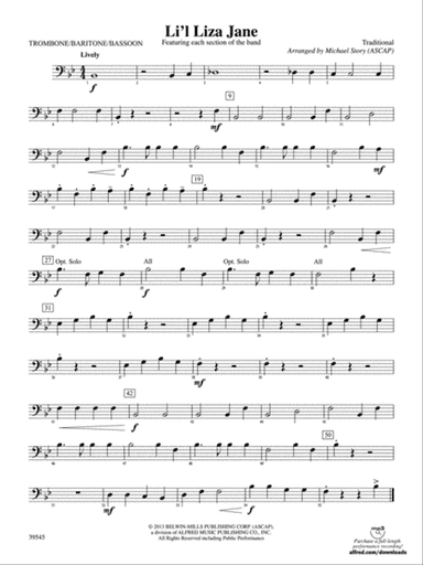 Li'l Liza Jane: 1st Trombone
