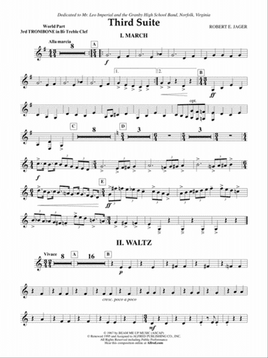 Third Suite (I. March, II. Waltz, III. Rondo): (wp) 3rd B-flat Trombone T.C.