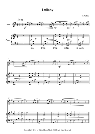 Lullaby - Johannes Brahms (Oboe + Piano)
