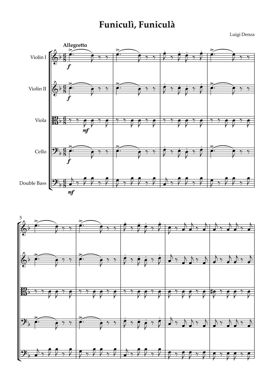 Funiculì, Funiculà - String Quintet