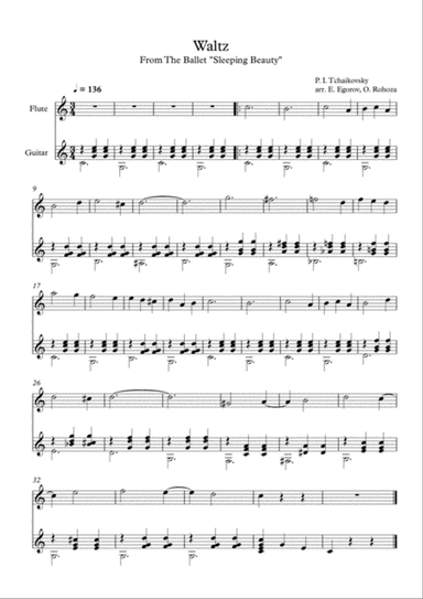 Waltz (Sleeping Beauty), Peter Ilyich Tchaikovsky, For Flute & Guitar