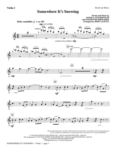 Somewhere It's Snowing (arr. John Leavitt) - Violin 1