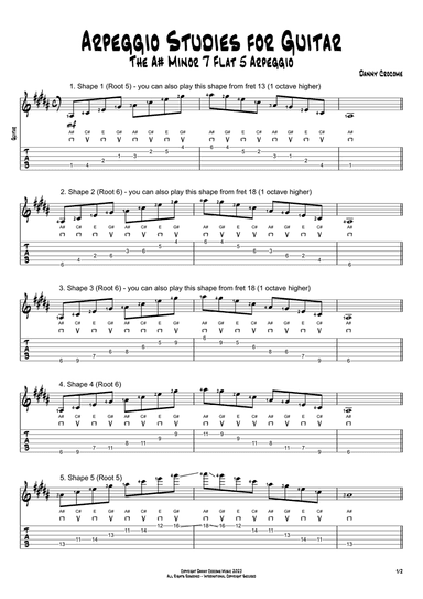 Arpeggio Studies for Guitar - The A# Minor 7 Flat 5 Arpeggio