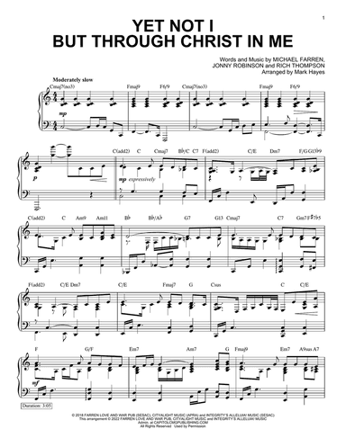Yet Not I But Through Christ In Me (arr. Mark Hayes)