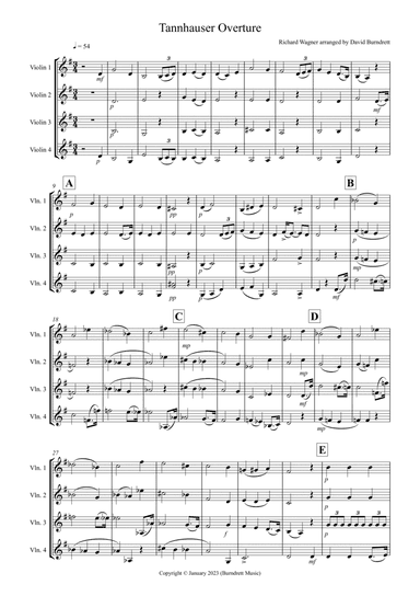 Tannhäuser Overture for Violin Quartet