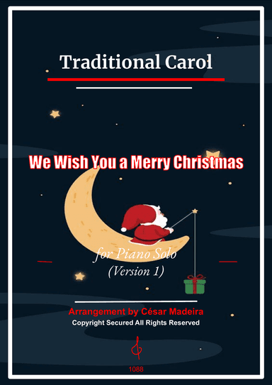 We Wish You A Merry Christmas - Piano Solo - W/Chords (Full Score)