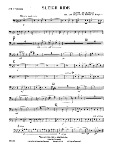 Sleigh Ride: 3rd Trombone