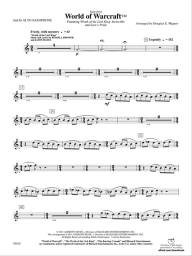 World of Warcraft, Suite from: 2nd E-flat Alto Saxophone