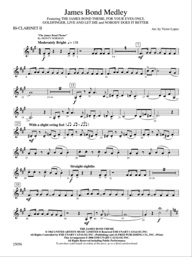 James Bond Medley: 2nd B-flat Clarinet