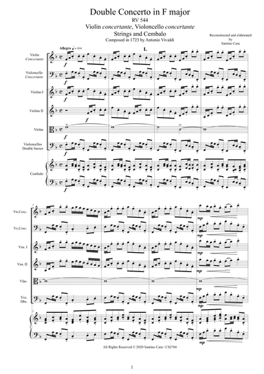Vivaldi - Double Concerto in F major RV 544 for Violin, Cello, Strings and Cembalo